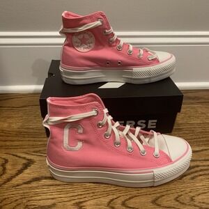 Converse Chuck Taylor All Star Retro Varsity Pink Lift Platform Shoes Women's 7